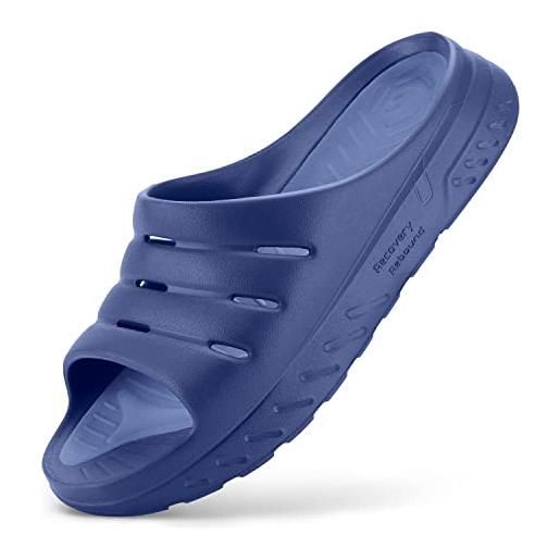 FitVille pantofole larghe uomo per diabetici scarpe ortopediche ciabatte con supporto plantare per un comfort tutto il giorno 46 eu larga