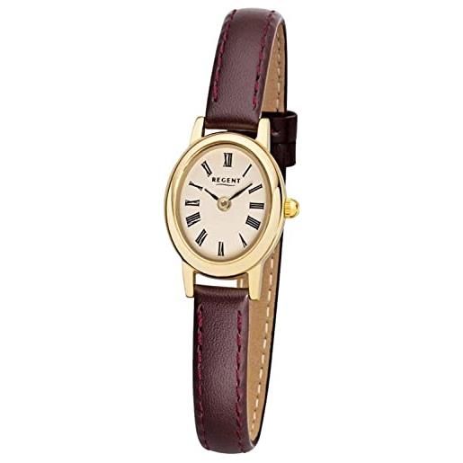 REGENT orologio da donna al quarzo, cinturino in pelle, ovale, 18 x 21 mm, regent f-1408 (ipg romano), ipg arabsich
