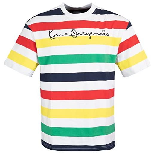 Karl Kani originals - maglietta a righe, blu navy/rosso/verde, m