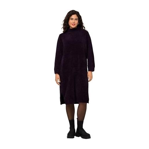 Ulla popken abito in ciniglia vestiti, viola scuro, 56-58 donna