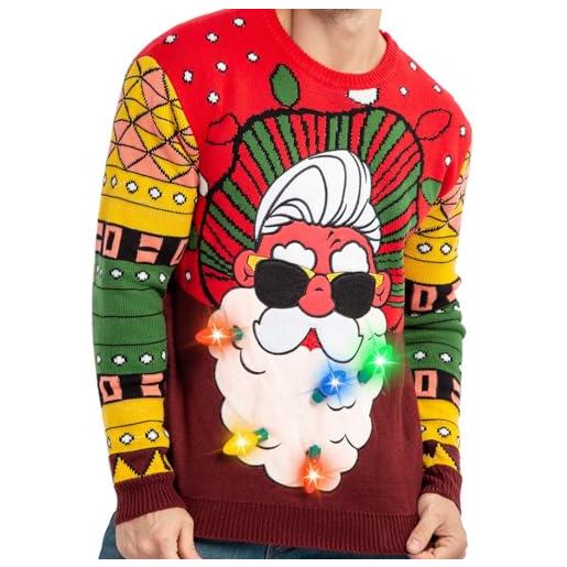 JOYIN maglione natalizio da uomo con luci integrate - rosso - m