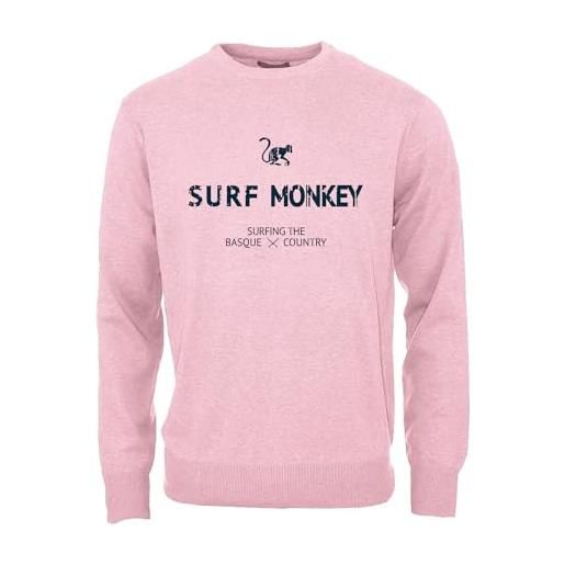Surf Monkey felpa classica girocollo da uomo/donna - felpa in cotone biologico, rosa, s