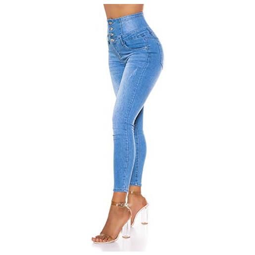Miss RJ jeans a vita alta da donna skinny blu 40