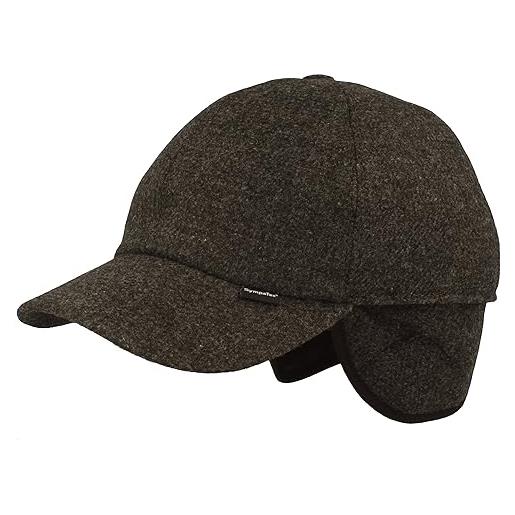 Hut Breiter breiter cappellino invernale da baseball da uomo, con membrana sympatex e protezione per le orecchie pieghevoli, in lana con morbida fodera interna, antracite. , 59