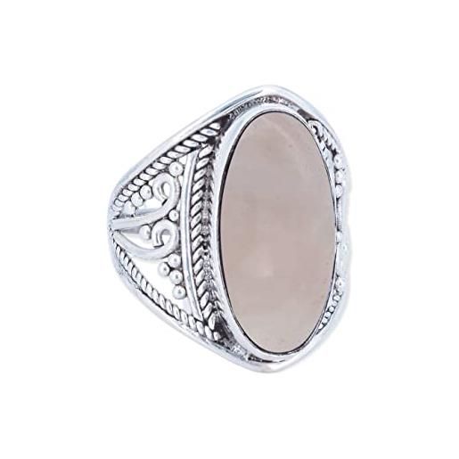mantraroma anello argento 925 con pietre preziose quarzo rosa pietra argento sterling da donna in vero argento (mrg-083-07-(60))