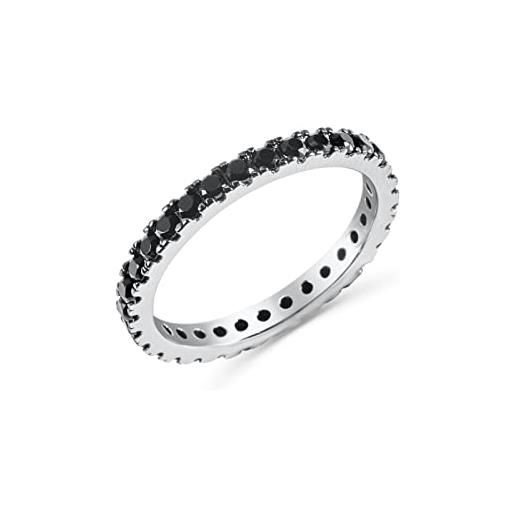 Anellissimo anello veretta luxury black donna anniversario argento 925 con zirconi - 12