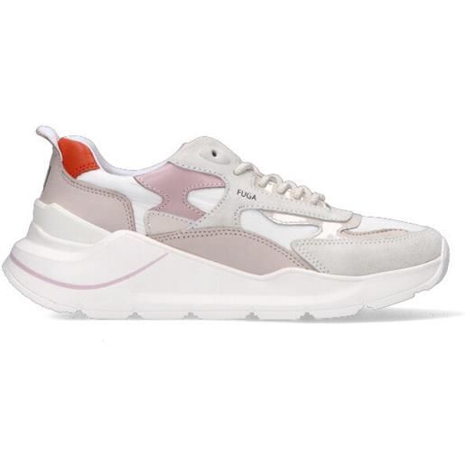 D.A.T.E. sneaker donna bianca/rosa/grigia/arancione in suede