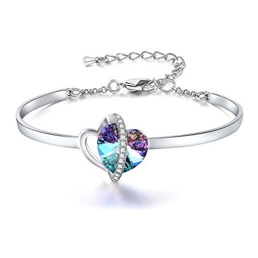SNZM bracciale in cristallo con cuore da donna un regalo di gioielli per mamma, fidanzata e amici per l'anniversario del compleanno