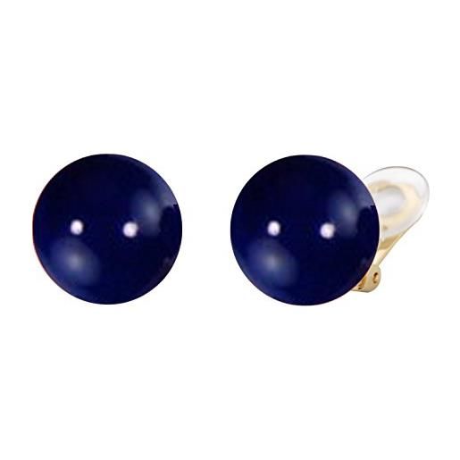 Traveller orecchini a clip - perla 16mm blu scuro - placcati oro 22 carati - 112287