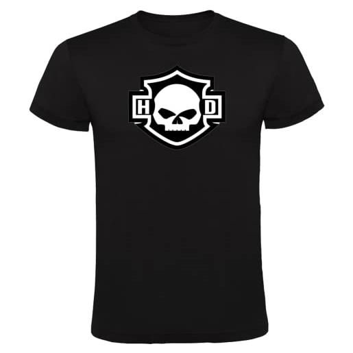 CamisetaES maglietta con logo harley davidson uomo 100% cotone maniche corte, nero , m