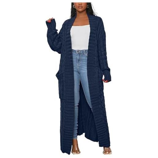 tinbarry cardigan cardigan lungo da donna giacca invernale lavorata a maglia grossa maglione casual lavorato a maglia con tasche cappotto lavorato a maglia allentato elegante cardigan lungo maglione