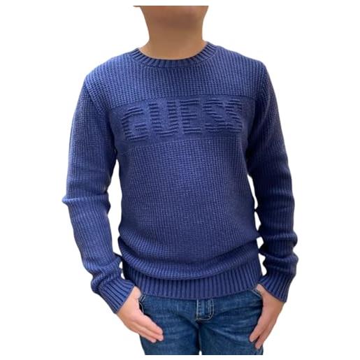 GUESS maglione invernale ragazzo 12 anni - 152 cm color blu jeans con scritta rilievo