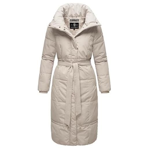 Navahoo cappotto invernale da donna caldo trapuntato extra lungo con cintura mirenaa s-xxl, grigio. , s