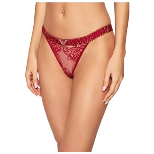 Emporio Armani underwear t-brief christmas lace, pantaloncini donna, rosso (carmine), m