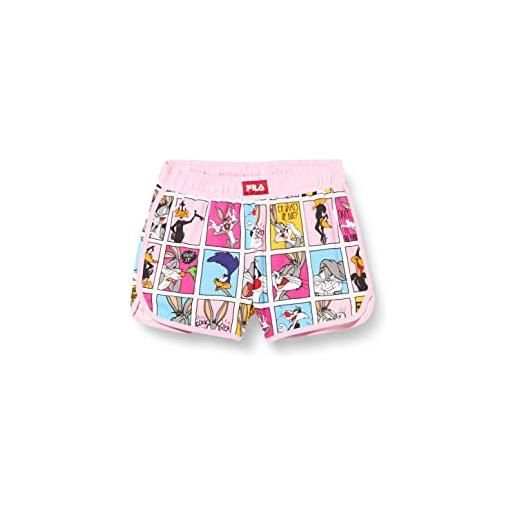 Fila lasbek sporty shorts pantaloncini, lilac sachet comic book aop, 122/128 cm bambina