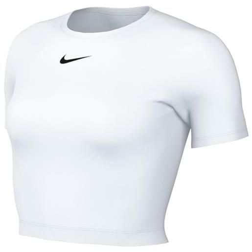 Nike w nsw tee essntl slim crp lbr t-shirt, bianco, s donna