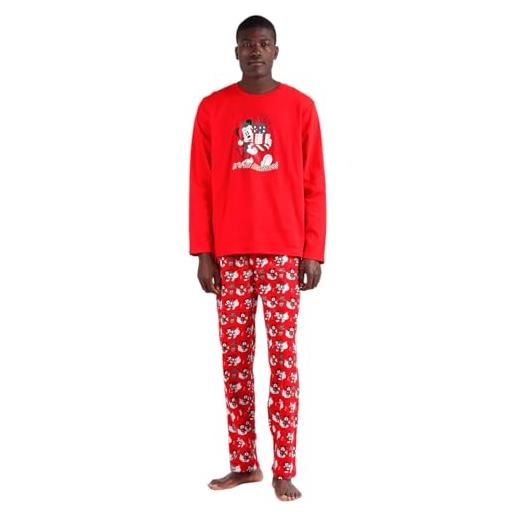 Disney pigiama uomo invernale natalizio 100% cotone interlock stampa topolino art. 60708 (s)