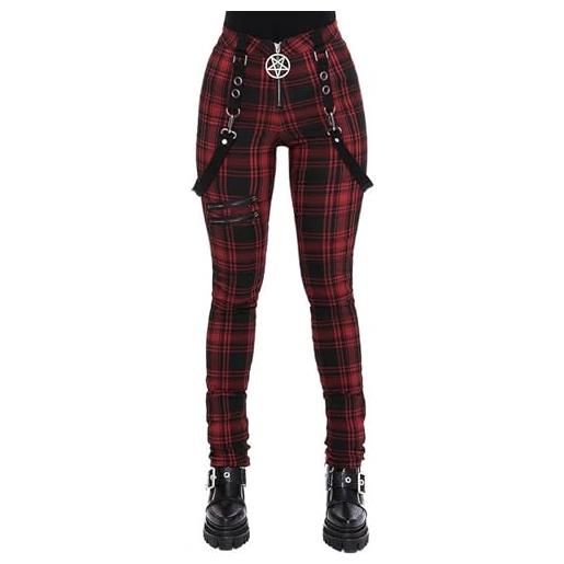 IVYARD pantaloni scozzesi casual alla moda salopette decorata con cerniera pantaloni personalizzati-rosso-5xl