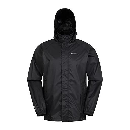 Mountain Warehouse pakka giacca antipioggia da uomo leggera - giacca resistente all'acqua in nylon da uomo con cappuccio, giacca antipioggia da viaggio blu navy 3xl