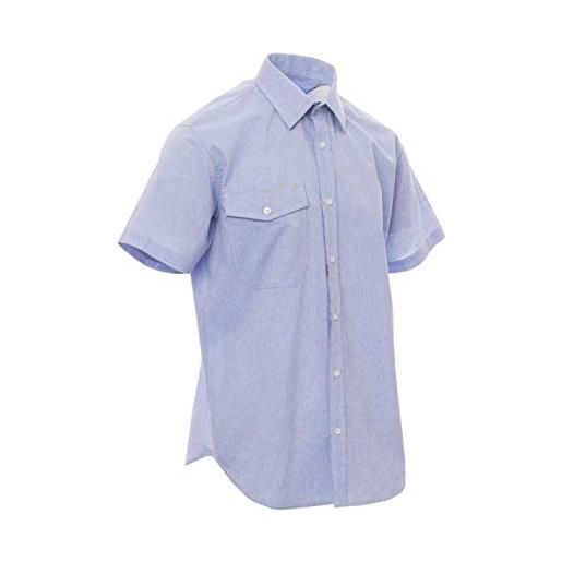 Profilo Moda camicia uomo taglie forti manica corta 100% cotone oversize (3xl, azzurro)