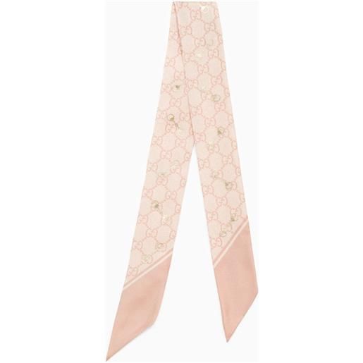 GUCCI foulard con stampa gg horsebit e bordi rosa