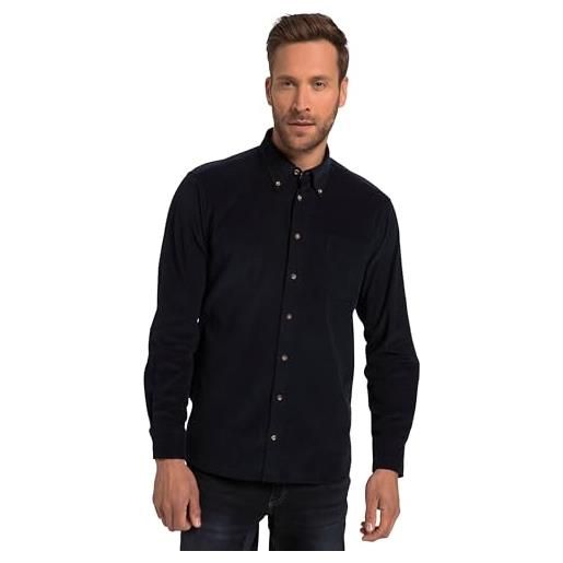 JP 1880 camicia in velluto a coste, a maniche lunghe, colletto con bottoni, vestibilità moderna, blu navy, l uomo