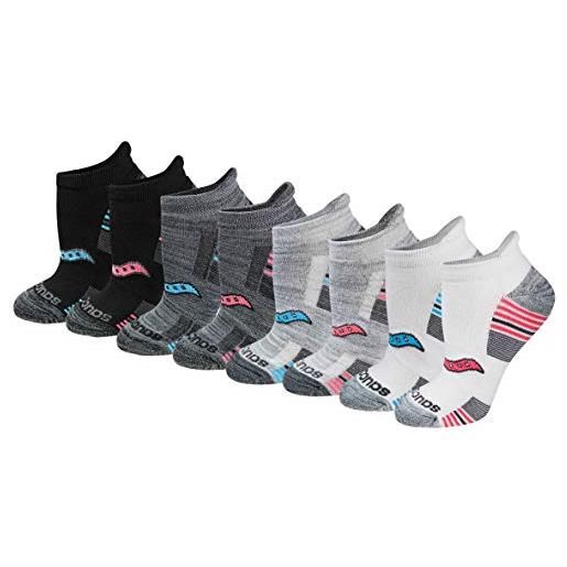 Saucony calzini sportivi da donna, confezione da 8 pezzi, con linguetta di tallone, grigio fashion (8 paia), grigio fashion (8 paia)