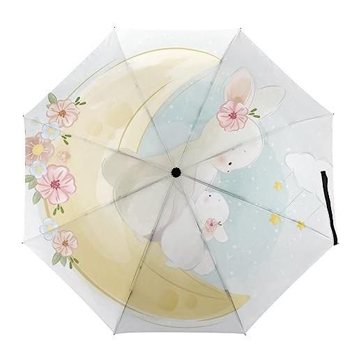 Generic ombrello da viaggio coniglio lunare automatico ombrello pioggia pieghevole per uomo e donna