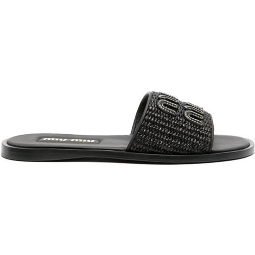 Miu Miu sandali slides con logo goffrato - nero