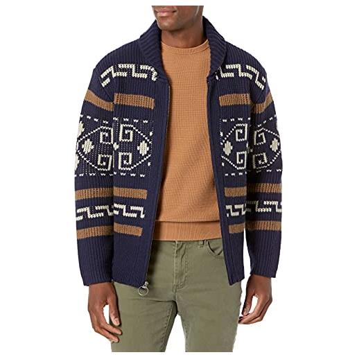 Pendleton the original westerley sweater maglione cardigan, blu marine/marrone, xl uomo