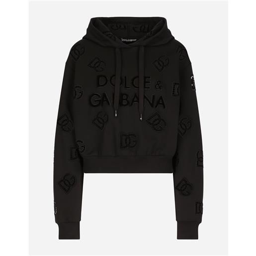 Dolce & Gabbana felpa in jersey con ricamo cut out logo dg