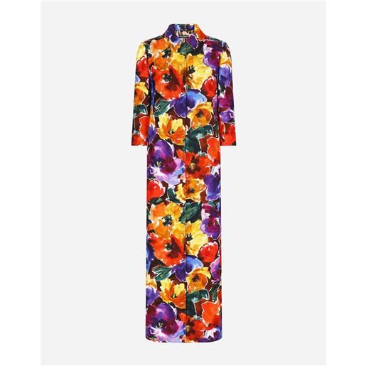 Dolce & Gabbana cappotto lungo in broccato stampa fiori astratti