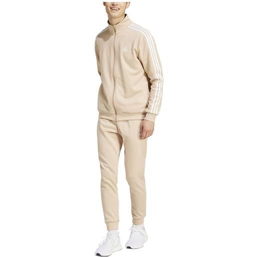 Adidas basic fleece 3 stripes tracksuit beige 2xl / regular uomo