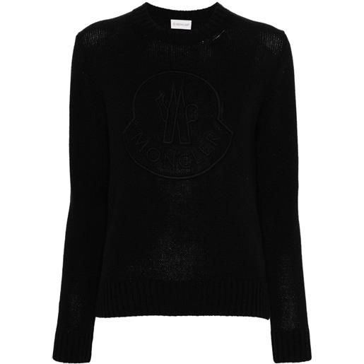 Moncler maglione girocollo con ricamo - nero