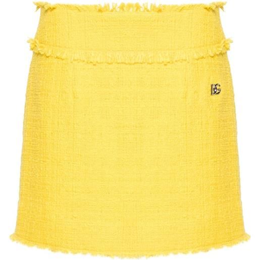 Dolce & Gabbana minigonna svasata in tweed - giallo