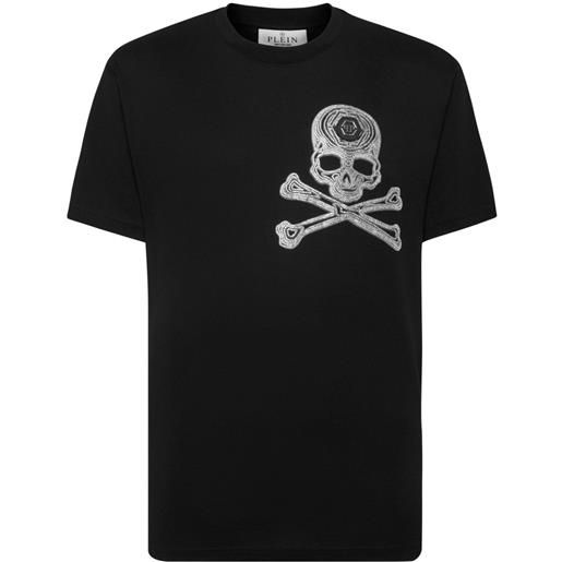 Philipp Plein t-shirt skull&bones con strass - nero