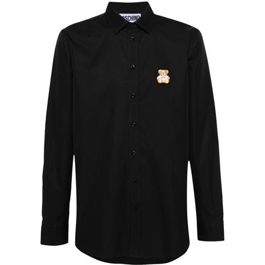 Moschino camicia con applicazione teddy bear - nero