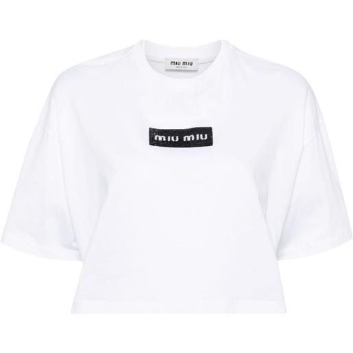Miu Miu t-shirt con logo crop - bianco