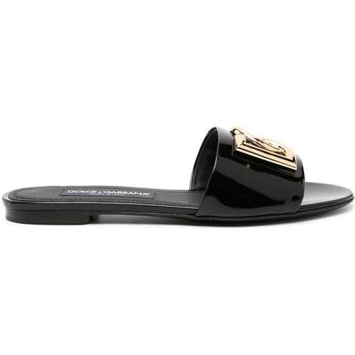 Dolce & Gabbana sandali slides con placca logo - nero