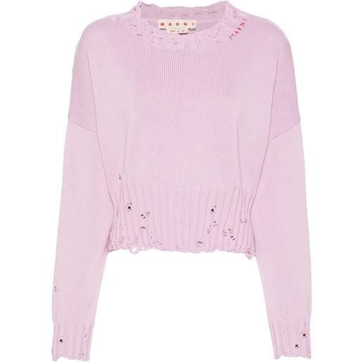 Marni maglione con effetto consumato - rosa