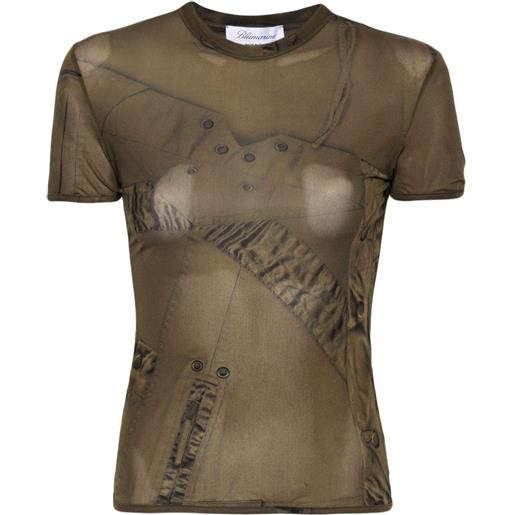 Blumarine t-shirt semi trasparente - verde