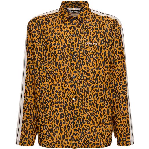 PALM ANGELS camicia cheetah in misto lino