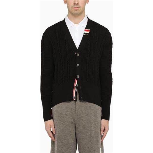 Thom Browne cardigan blu navy in lana vergine