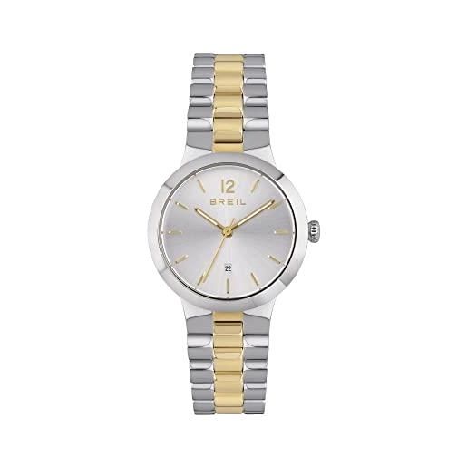 Breil orologio donna b glare quadrante mono-colore argento movimento solo tempo - 3h quarzo e bracciale acciaio colorato tw1910