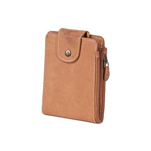 Woodland - multibag 3 in 1: portafoglio - money bag - custodia da cintura, il tutto in uno realizzata in morbido, pelle di bufalo trattata a cognac