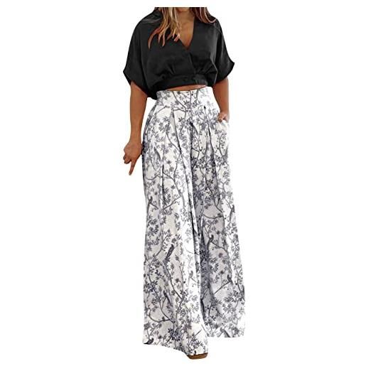 MJGkhiy tuta cerimonia donna elegante set 2 pezzi senza maniche t-shirt & pantaloni casual outfit completi streetwear tute donna eleganti curvy taglie forti