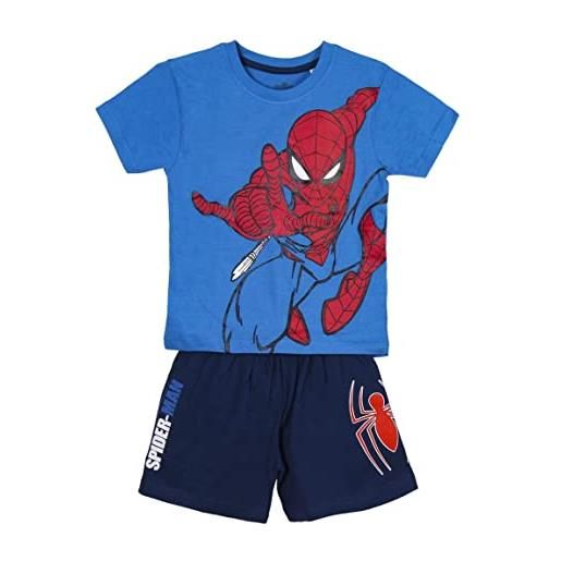 CERDÁ LIFE'S LITTLE MOMENTS spiderman realizzato al 100% in cotone-2 pezzi [ maglietta + pantalone pigiama set, blu, 6 anni bambini e ragazzi