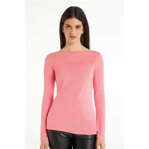 Tezenis maglia con scollo a barchetta in viscosa e lana merino donna rosa chiaro
