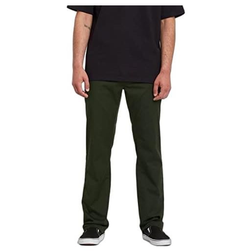 Volcom frickin-pantaloni chino elasticizzati, vestibilità moderna, borsone, 30w x 34l uomo
