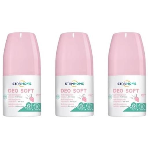 STANHOME deodorante soft deodorante antitraspirante per pelli sensibili, roll on anti-vaso, ascelle, donna, rosa (3 x 50 ml)